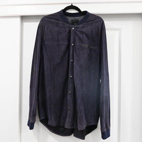 Vince Size XL 100% Goat Leather Suede Button Down Shirt - Picture 1 of 10